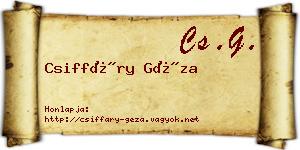 Csiffáry Géza névjegykártya